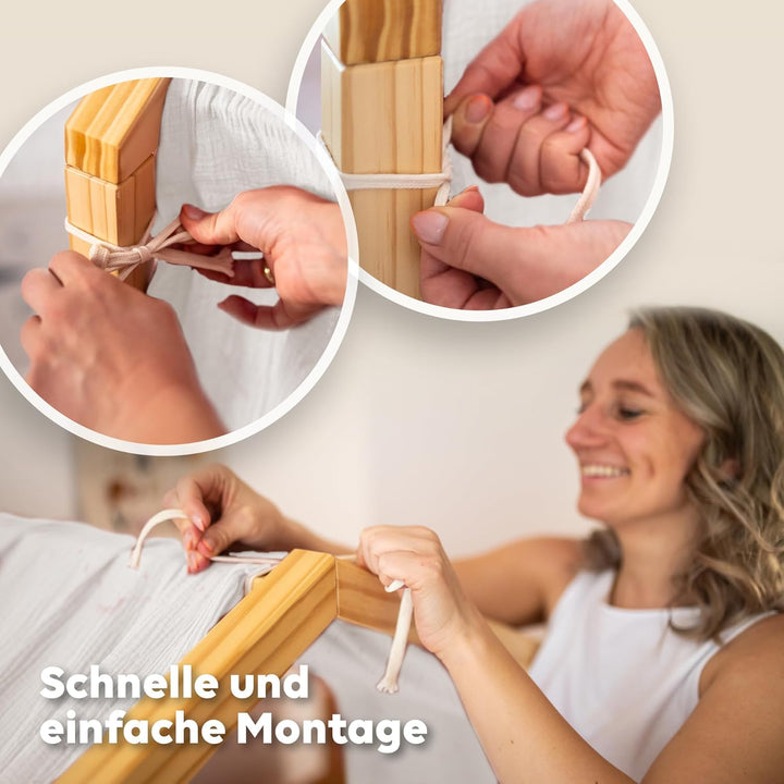 Hausbett Himmel [in 12 Farben] Betthimmel Hausbett aus 100% Baumwolle Musselin - Stoffhimmel für Hau