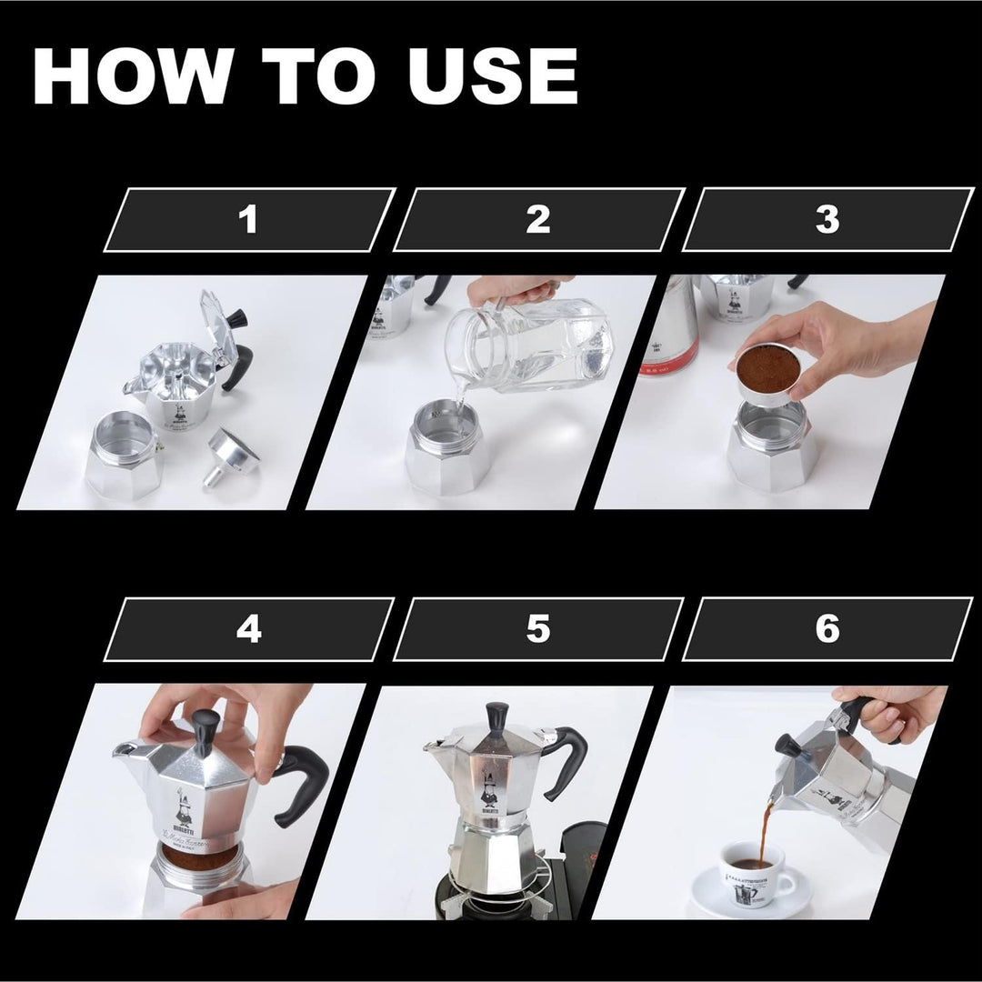 Bialetti Express Moka Pot, 1-Cup, Aluminum Silver, 6857, Aluminium Silber Aluminium Silber 1-Cup Top