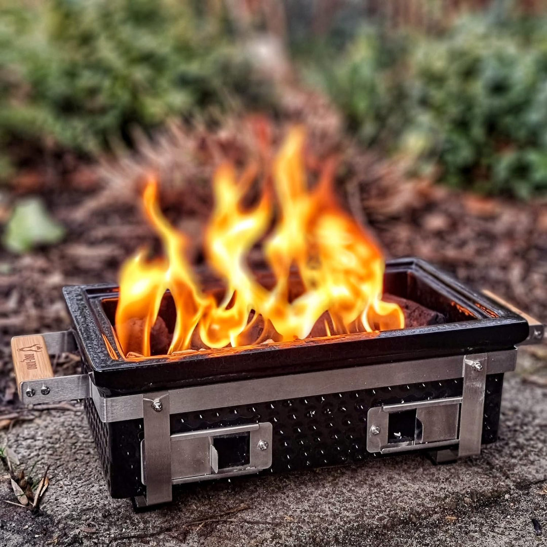 BBQ-Toro Keramik Tischgrill mit Holzunterlage | 50 x 23 x 17 cm | Hibachi Tischgrill ohne Strom | Gr