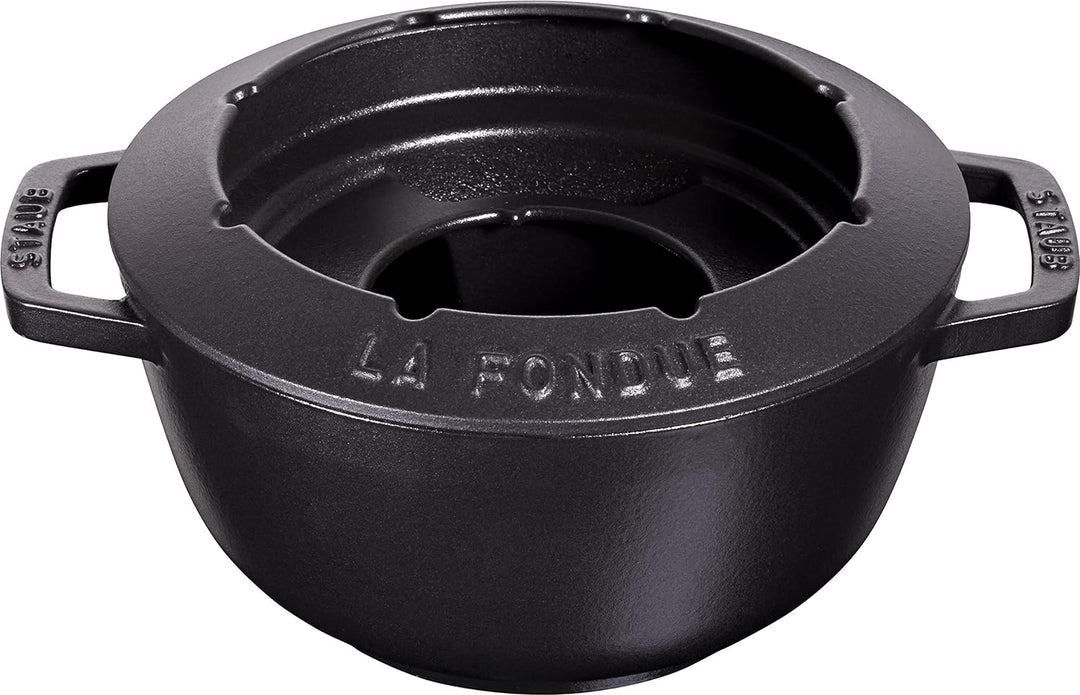 STAUB Fondue Set mit 6 Gabeln, Geeignet für Käse- Schoko- und Fleisch-Fondue, Gusseisen, 20 cm, Schw