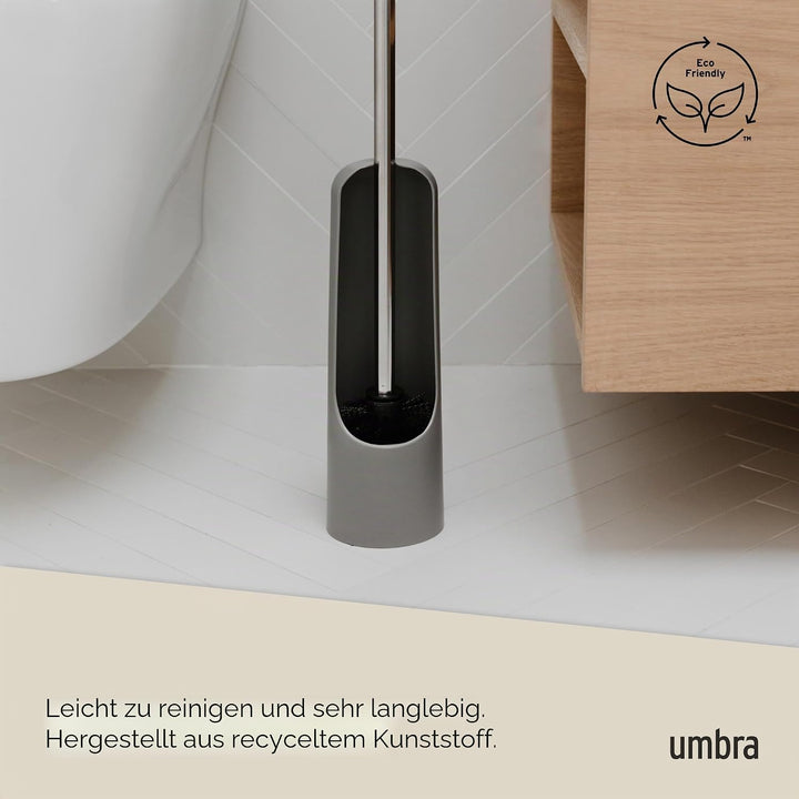 Umbra Touch WC-Bürste mit Halterung – Toilettenbürste mit verstecktem Behälter, langlebig, Schlichte