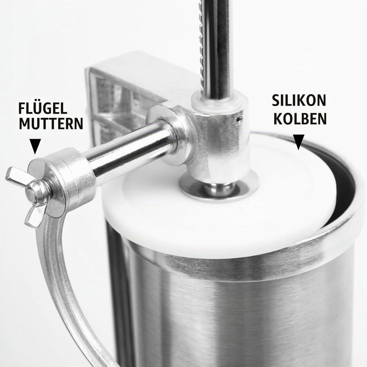 MASTER FENG 5 LBS Wurstfüllmaschine Vertikale Edelstahl-Füllmaschine Mit 8 Fülltrichtern und 1 Silik