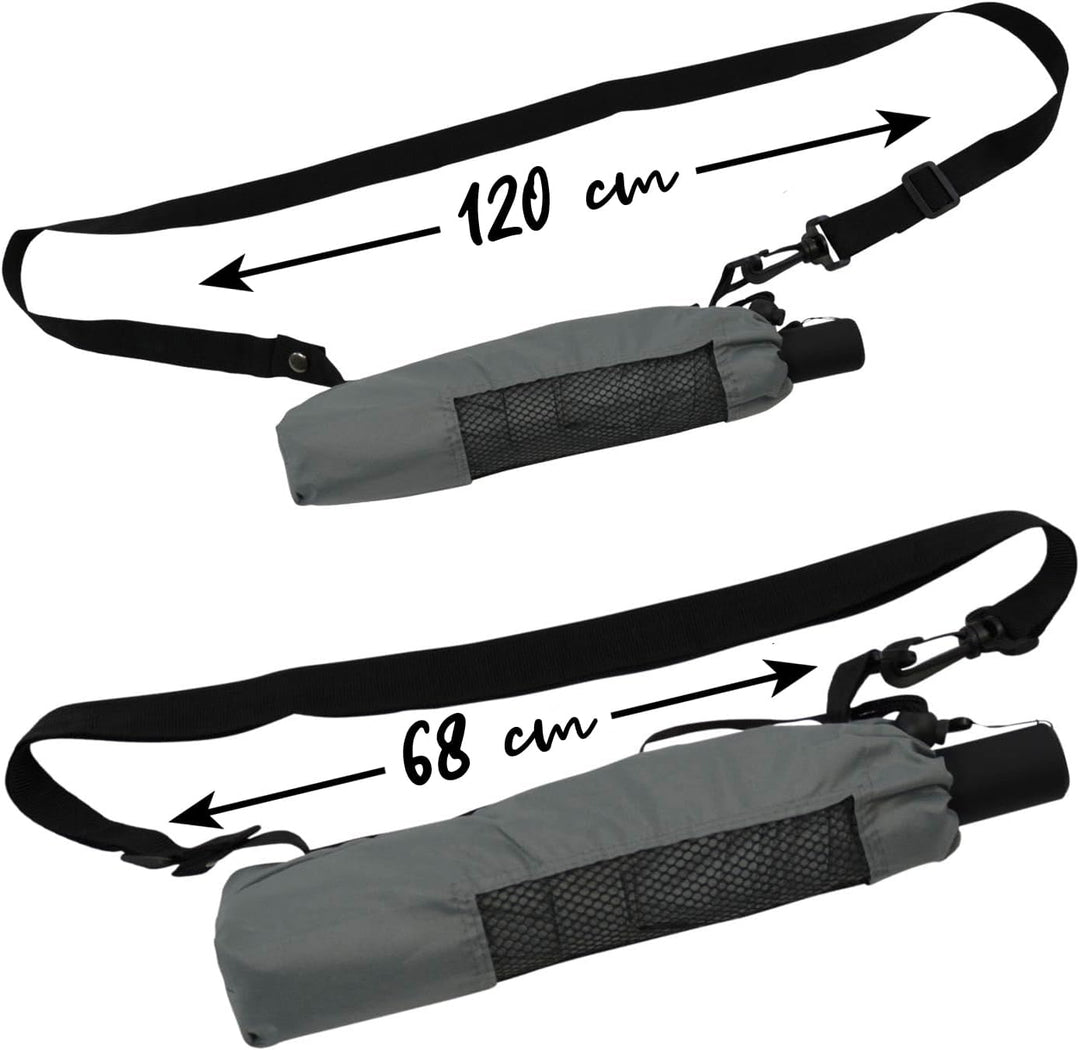 iX-brella Trekking XL Taschenschirm 115 cm gross mit Umhängetasche grey, grey