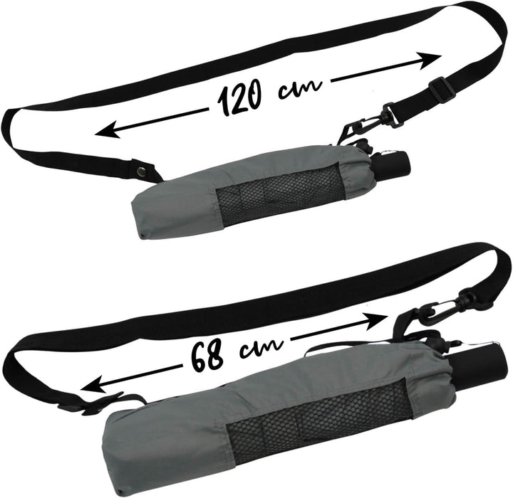 iX-brella Trekking XL Taschenschirm 115 cm gross mit Umhängetasche grey, grey
