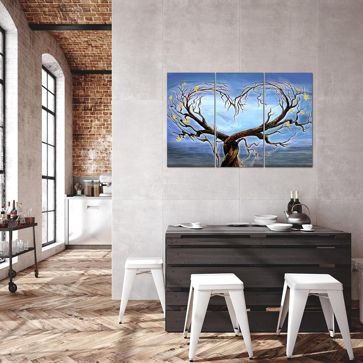 Runa Art Wandbilder Herz Baum Bild XXL Wohnzimmer Schlafzimmer Blau Natur Wasser 120 x 80 cm 3 Teili