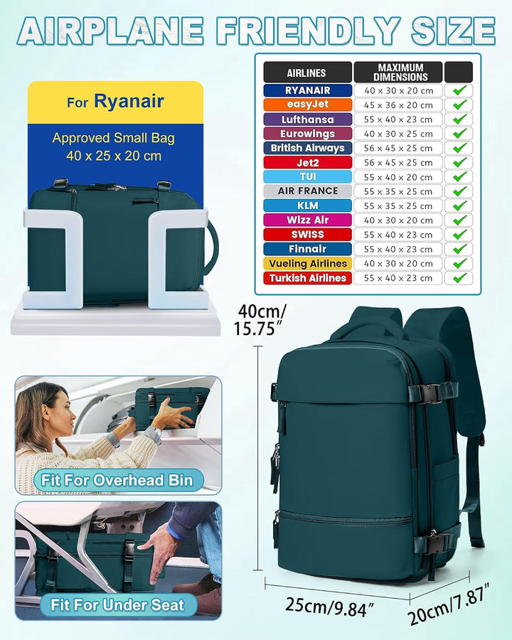 SZLX Grosser Reiserucksack Damen,Vakuum Rucksack mit Pumpe Ryanair Handgepäck 40x30x20 Herren, Wizza