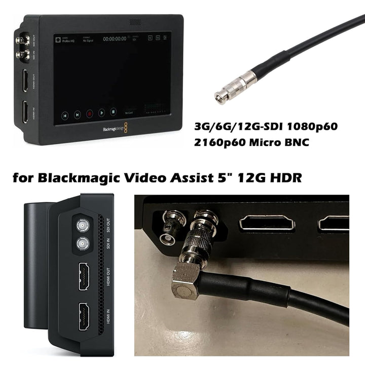 HangTon 4K 12G SDI Videokabel HD Micro BNC auf Standard BNC für Blackmagic Video Assist 5 Zoll Monit