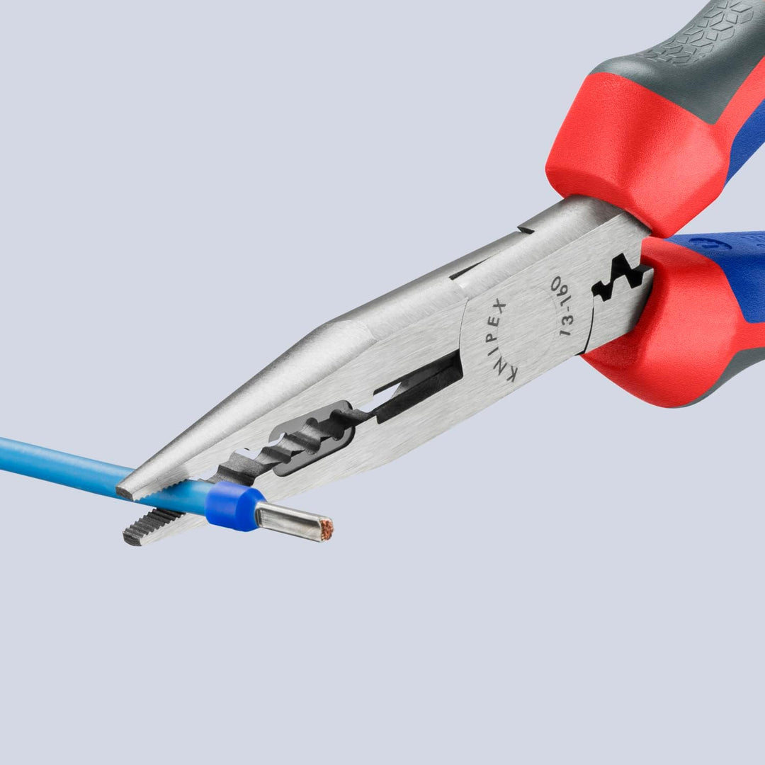 Knipex Verdrahtungszange schwarz atramentiert, mit Mehrkomponenten-Hüllen 160 mm 13 02 160, zange