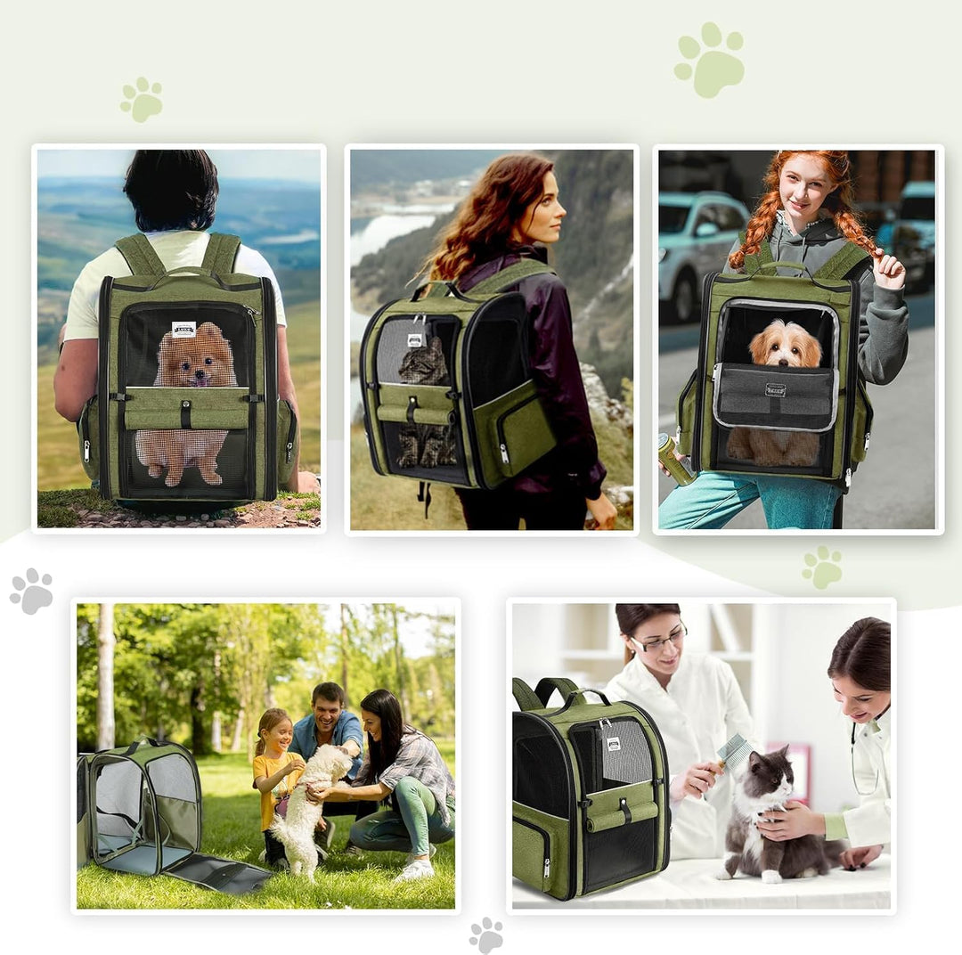 Erweiterbar Katzenrucksack Hunderucksack für Katzen Hunde bis 8kg, Gross Katzen Rucksack Faltbare Ha
