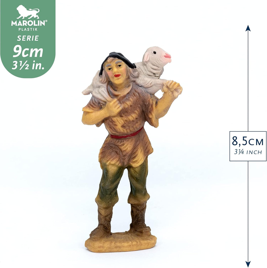 Marolin Hirte mit Schaf auf Schulter, zu 9cm Fig. (Kunststoff)