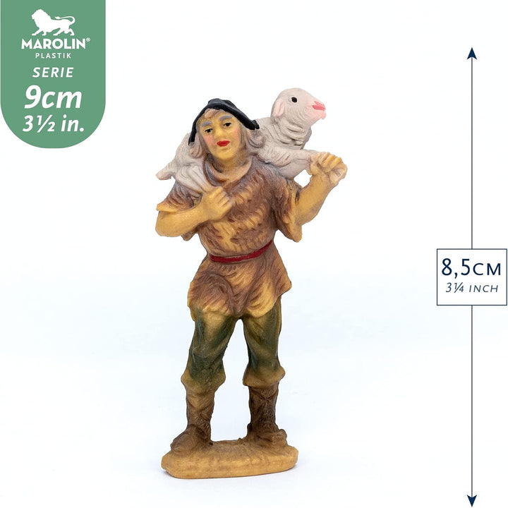 Marolin Hirte mit Schaf auf Schulter, zu 9cm Fig. (Kunststoff)