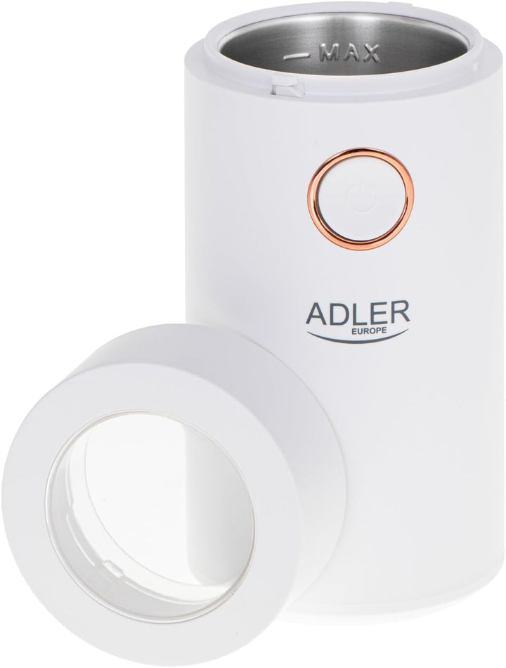 Adler AD 4446wg Elektrische Kaffeemühle aus Edelstahl, 150 W, Füllmenge bis zu 75g, Mühle für Kaffee