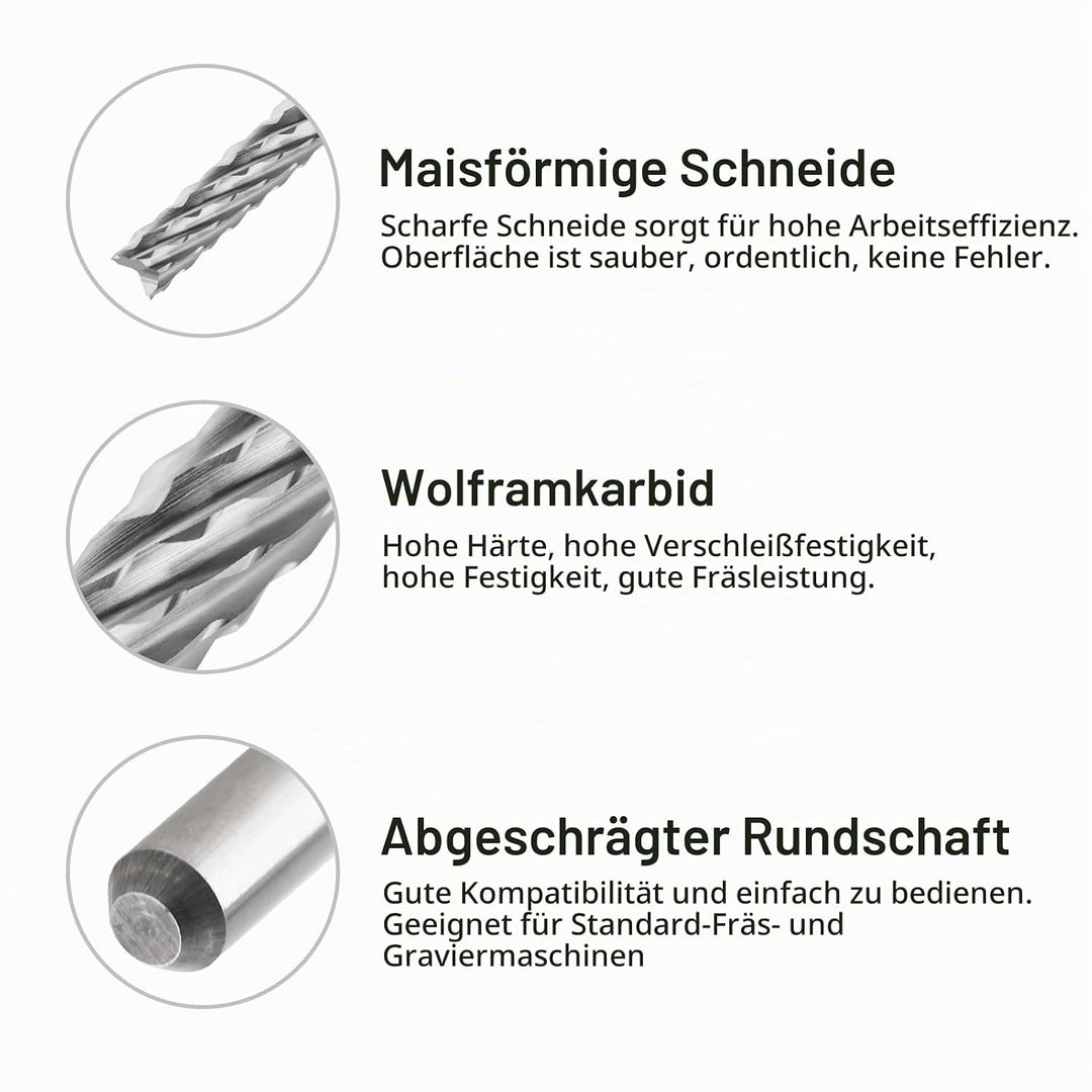 0,5 mm Schaftfräser CED Hartmetall Schaftfräser Gravierfräser CNC-Fräser für PCB-Maschine, 10 Stück