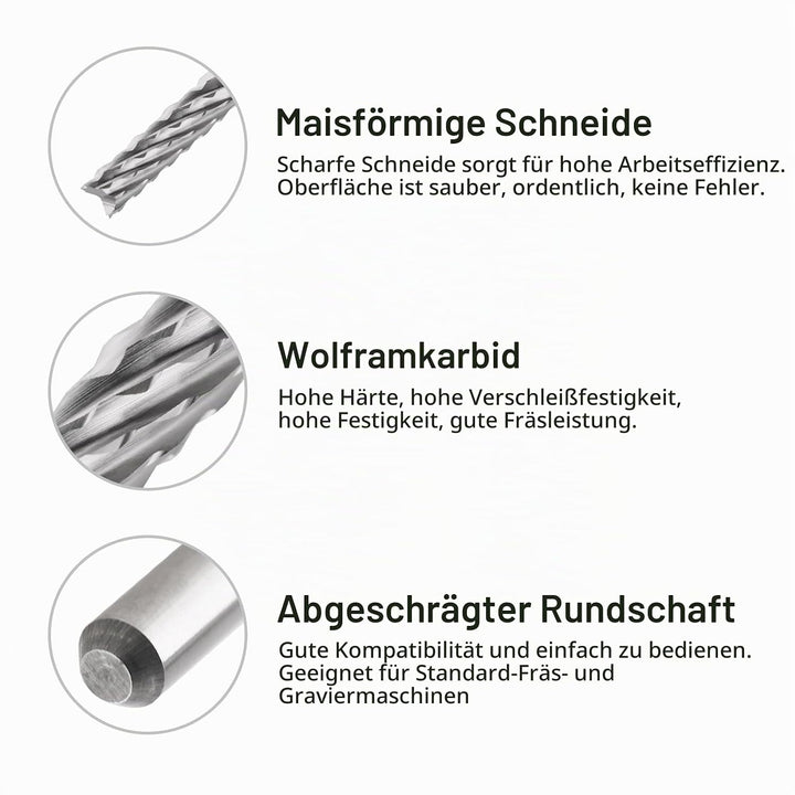 0,5 mm Schaftfräser CED Hartmetall Schaftfräser Gravierfräser CNC-Fräser für PCB-Maschine, 10 Stück