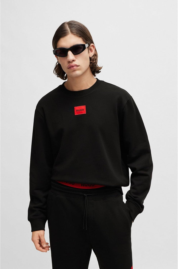 HUGO Herren Diragol212 Regular-Fit Sweatshirt aus Baumwoll-Terry mit Logo-Label M Black1, M Black1