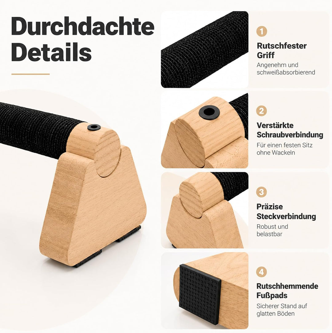 Premium Liegestützgriffe aus Holz – Parallettes für Calisthenics &amp; Krafttraining, Handstand Blöcke &amp;