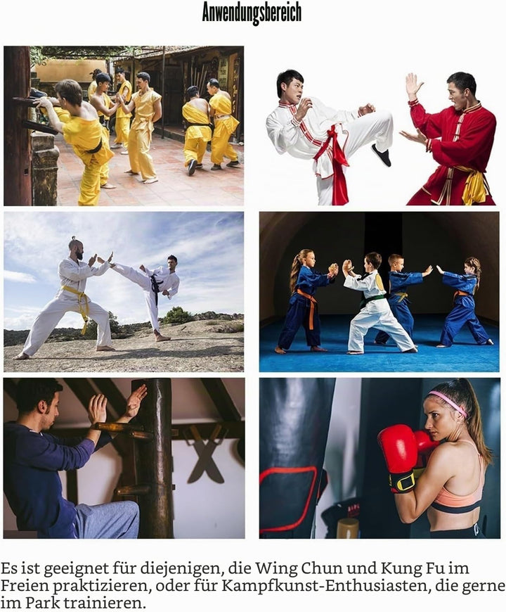 Wing Chun Attrappe für Kampfsport, Tragbarer Wing Chun Dummy, Training Wooden Attrappe mit Federarm,