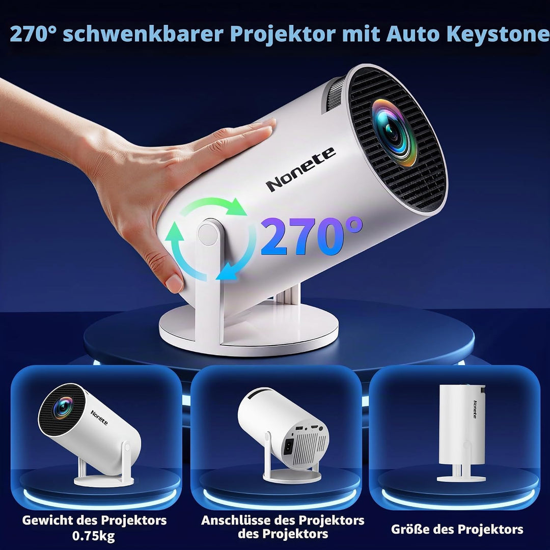 Vidéoprojecteur 1080P FHD Mini Projecteur Video 4K avec WiFi 6 BT5.2 Android TV, Portable Projecteur