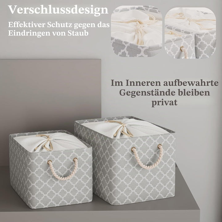 OUTBROS Grosser Aufbewahrungskorb, 34 x 24 x 20 cm Stoff Aufbewahrungsbox mit Kordelzug und Griff, f