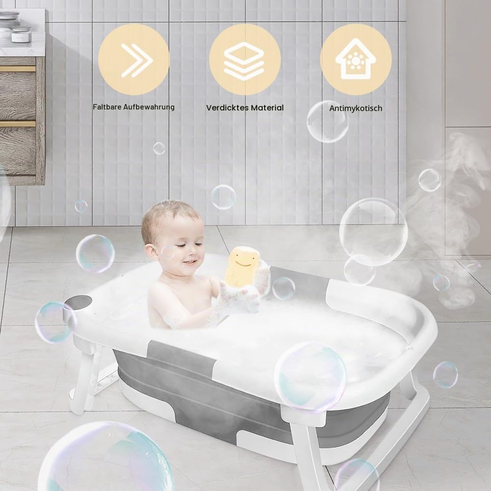 Faltbare Babybadewanne für Jungen und Mädchen – tragbar, rutschfest, Kunststoff, ideal für Badezimme