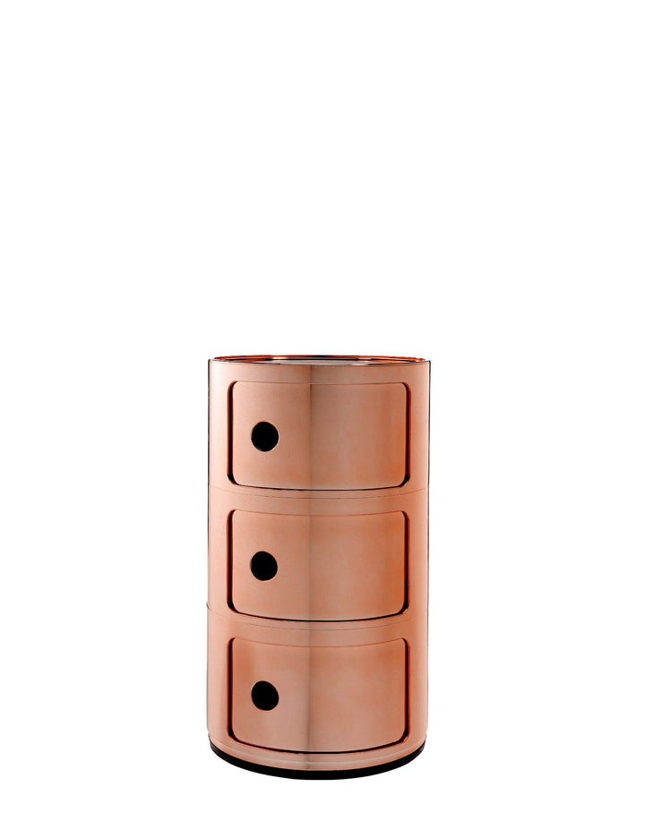 Kartell Componibili, 3 Elements, Kupfer, Runde Basis 3-fächer Kupfer, 3-fächer Kupfer