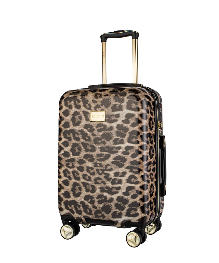 Koffer Reisekoffer Hartschalen Trolly Puccini® Beverly Hills (Leopard Beige 6, Kabinenkoffer) Leopar