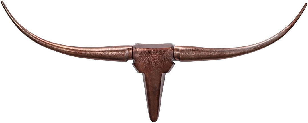 FineBuy Deko Geweih Bull M FB37860 Bronze 100 cm Aluminium Design Hörner, Wanddekoration Stierkopf H