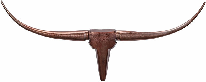 FineBuy Deko Geweih Bull M FB37860 Bronze 100 cm Aluminium Design Hörner, Wanddekoration Stierkopf H