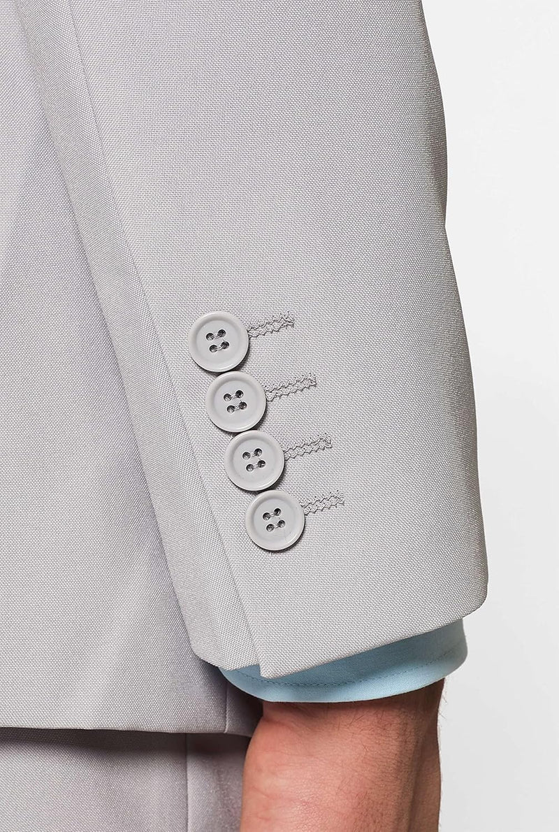 OppoSuits Modisch Party Einfarbige Anzüge für Herren - Mit Jackett, Hose und Krawatte 46 Groovy Grey