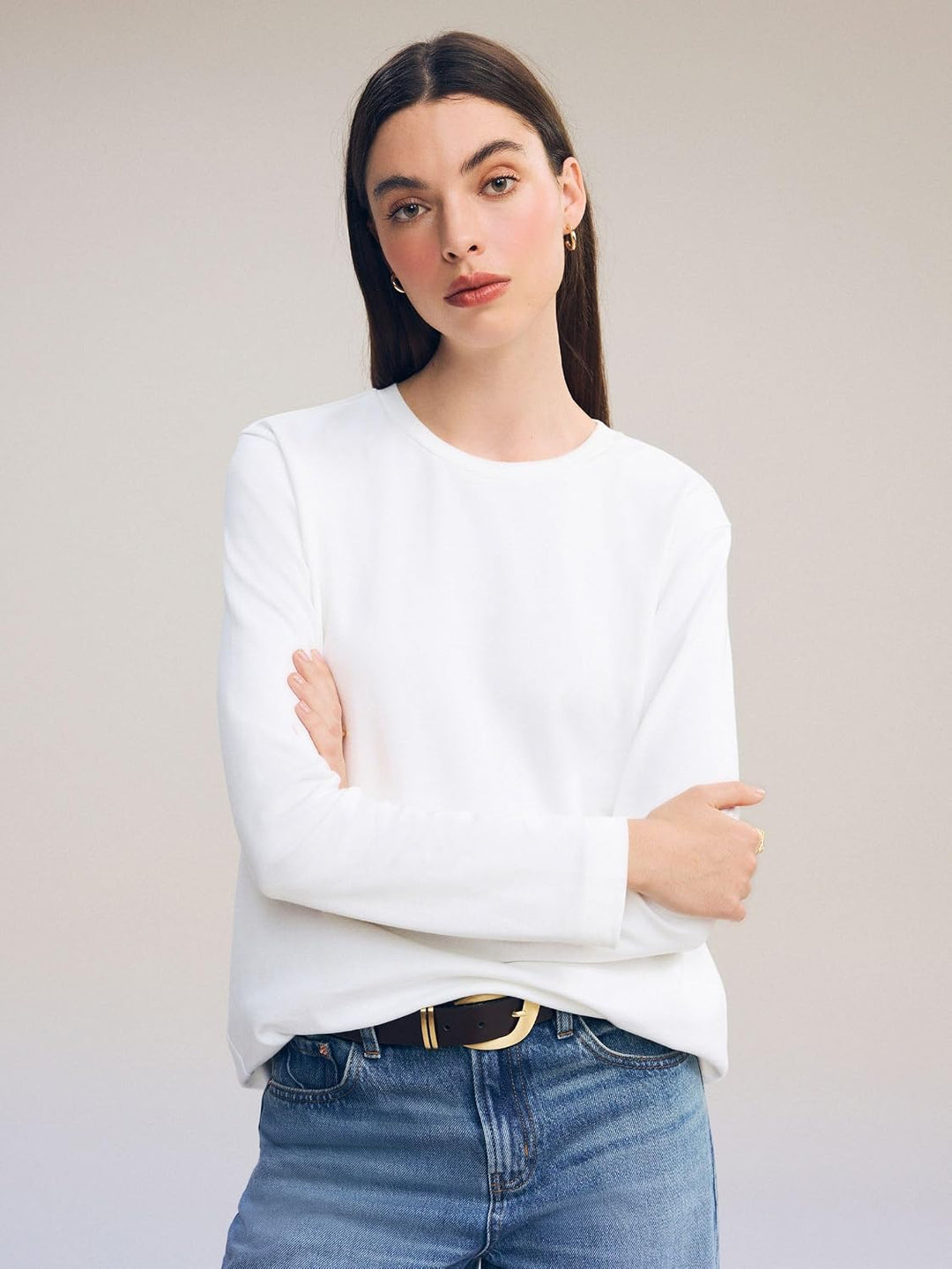 NEXT Damen Standard Schweres Langarmshirt aus 100% Baumwolle 44 Weiss, 44 Weiss