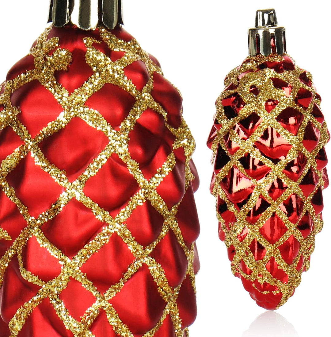 com-four® 12x Christbaumanhänger Zapfen - Tannenbaumzapfen für den Weihnachtsbaum - Christbaumschmuc