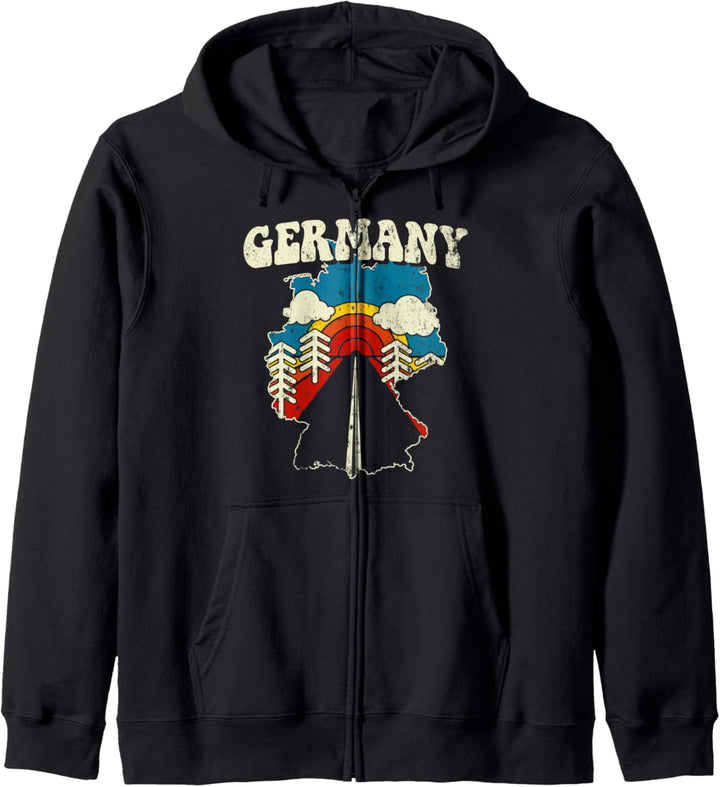 Deutschland Vintage Deutschland Land Regenbogen Retro 70er Jahre Karte Kapuzenjacke