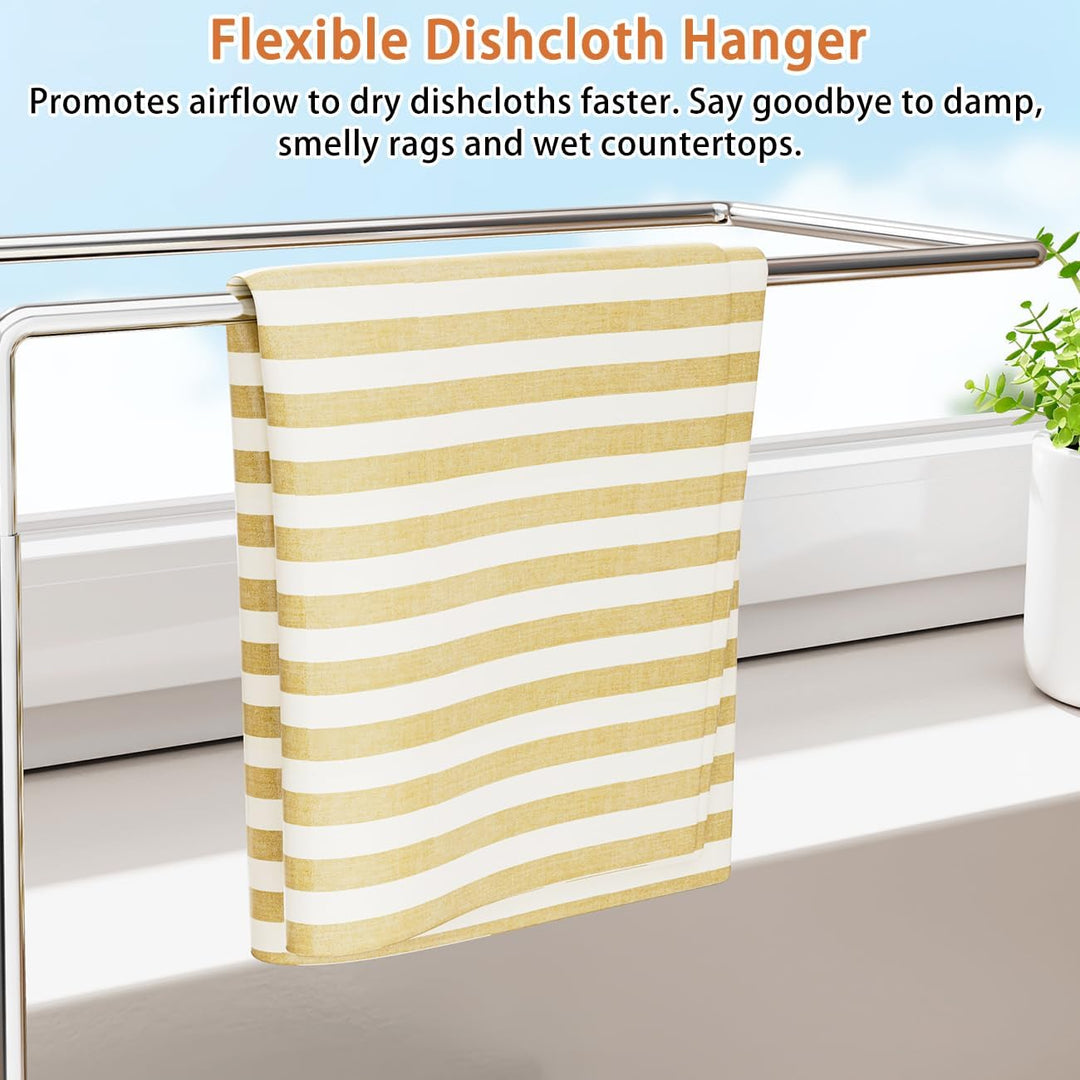 Spülbecken Organizer, Schwarz Küchen Organizer Spüle mit Abflusspfanne & Lappenhalter, Spülutensilie