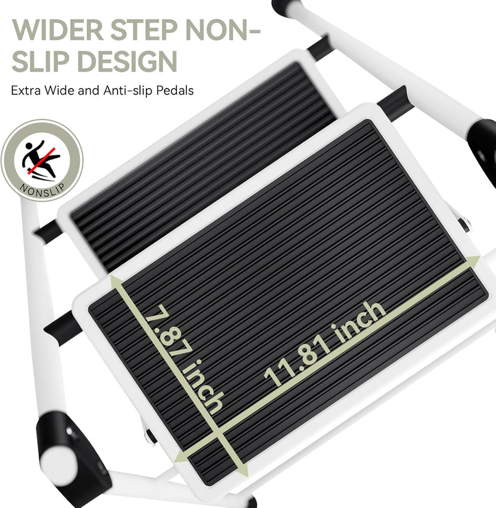 KINGRACK 2 Stufen Leiter, Trittleiter mit Handläufen, Stufenleiter, Klappleiter Tritthocker, Klapptr
