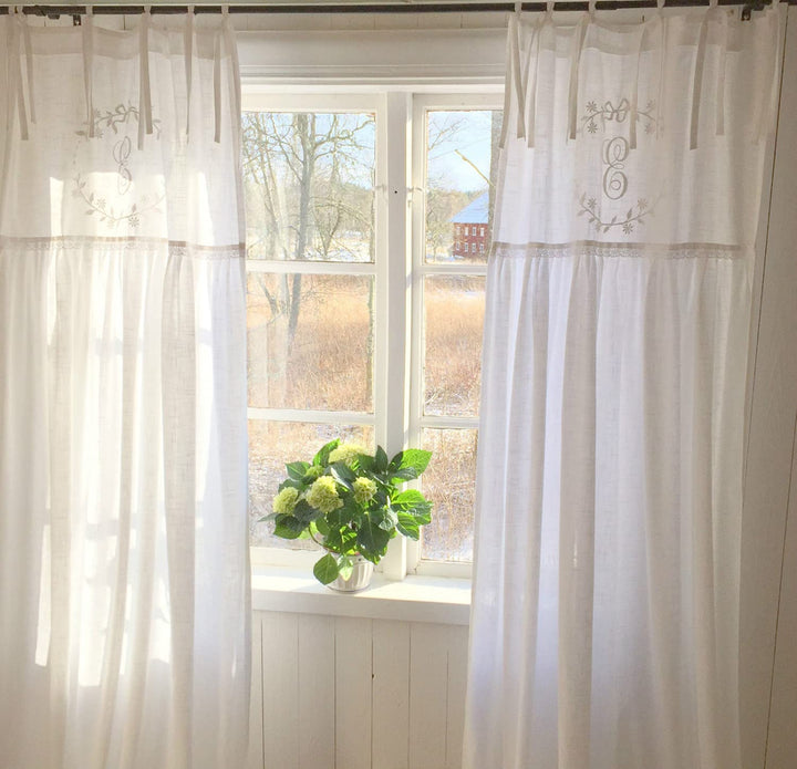 Offwhite Vorhang Crystal NY Gardinen Schals 70x250 cm 2 Stück Bandaufhängung Vorhangset Shabby Vinta
