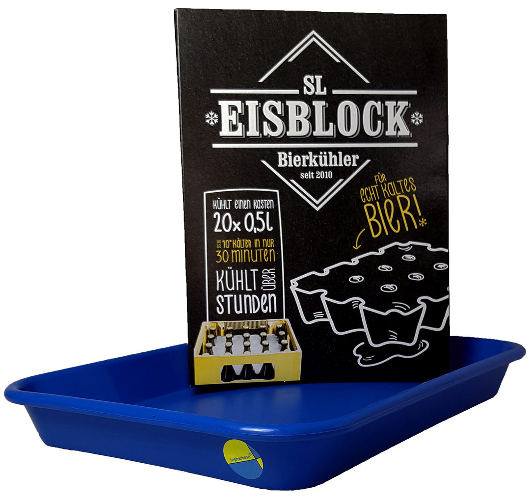 SL-Eisblock - Getränkekühler Bierkühler BLAU in Geschenkverpackung für 0,5l Flaschen MADE IN GERMANY