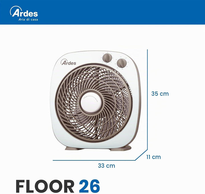 ARDES - Tragbarer Tisch- oder Bodenventilator mit 6 Flügeln und 3 Intensitätsstufen und 360-Grad-Dre
