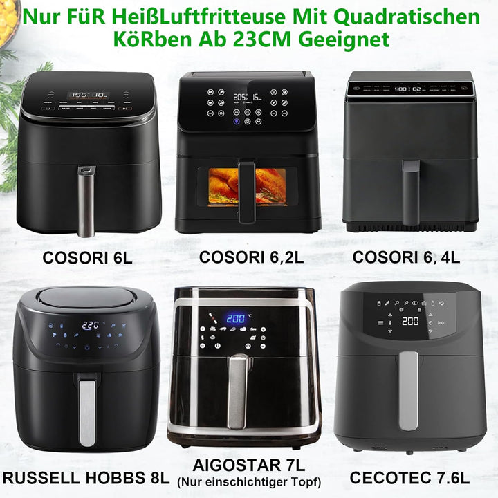 YINGRACE 23CM Heissluftfritteuse Zubehör XXL für COSORI 6,4L, 6,2L, 6L, Russell Hobbs 8L, 4PCS Airfr