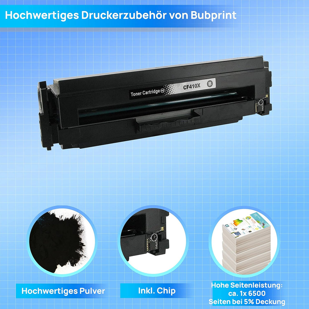Bubprint Toner kompatibel als Ersatz für HP 410A CF410A 410X CF410X für Color LaserJet Pro MFP M477f
