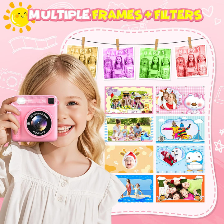 Sofortbildkamera Kinderkamera – 1080P 2,4 Zoll Bildschirm Kinderkamera Mit 32GB Karte & Druckpapier,