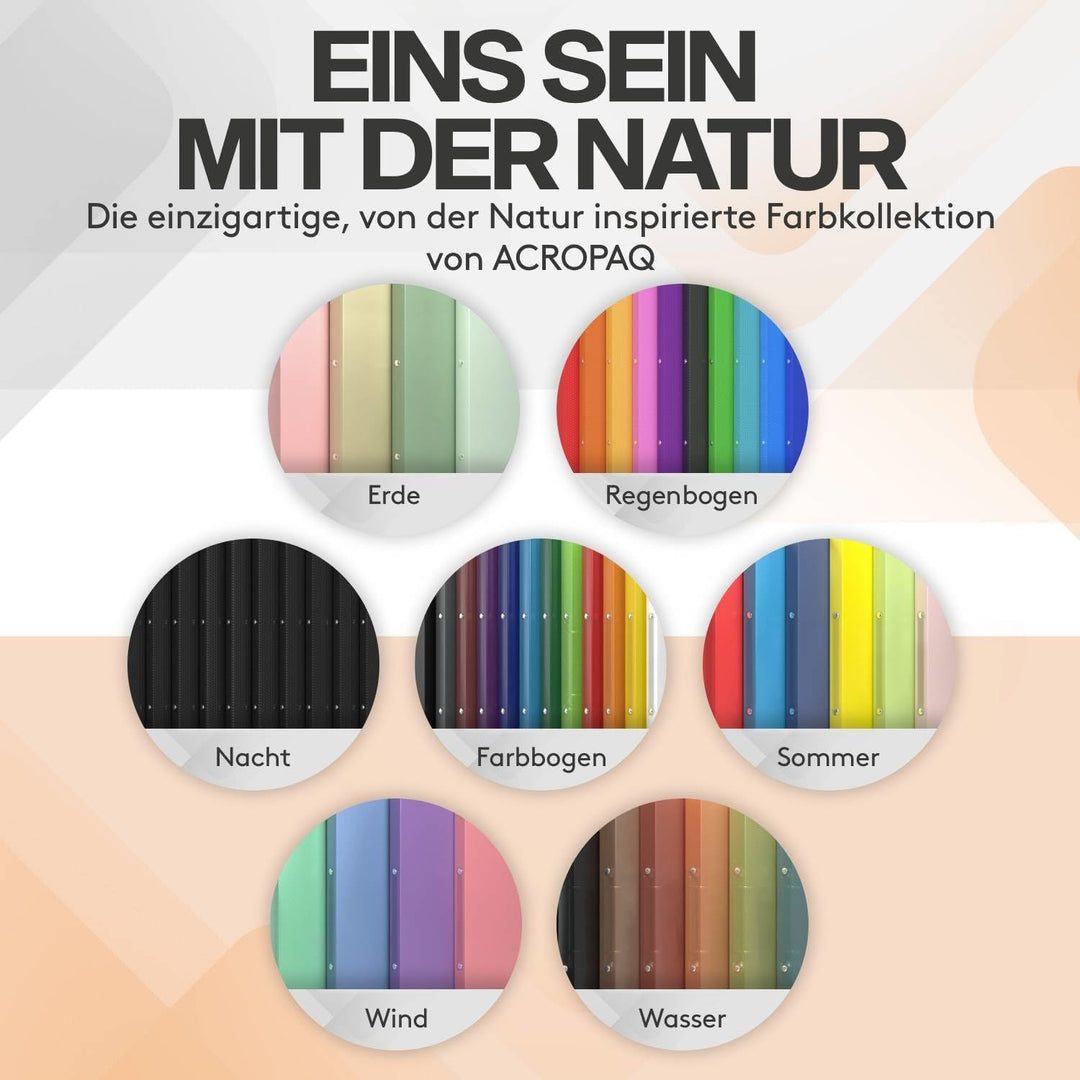 ACROPAQ - 10 x Ringbuch A4 - Mit 2 Ringen, Mit Rückenetiketten, Rückenbreite 2,5 cm, Regenbogen, Nat