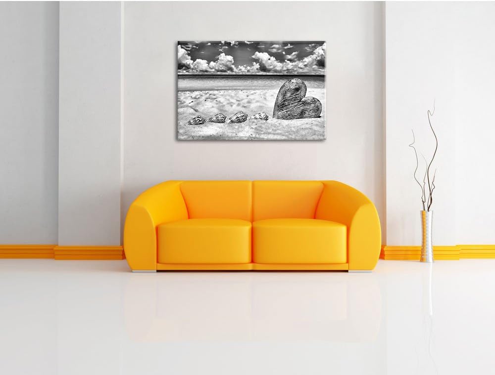 Pixxprint Sandstrand mit Muscheln als Leinwandbild/Grösse: 100x70 cm/Wandbild/Kunstdruck/fertig besp