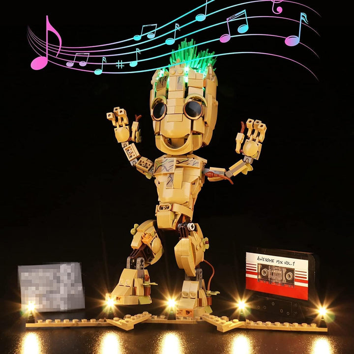 Led Licht Set für Lego Ich Bin Groot,Musikversion Dekorationsbeleuchtungsset für Lego 76217 Marvel I