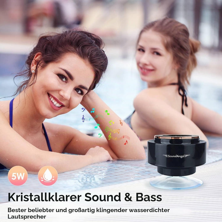 Xleader Dusche Bluetooth Lautsprecher Klein Musikbox, Wasserdicht Bluetooth Lautsprecher mit Saugnap