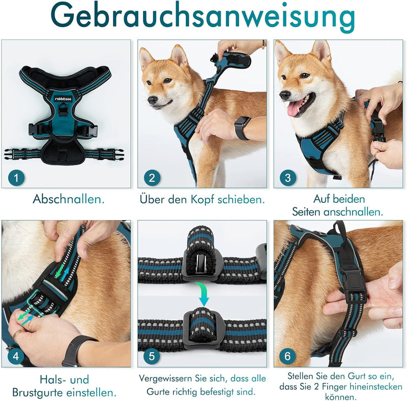 rabbitgoo Hundegeschirr Mittelgrosse Hunde Anti Zug Geschirr Hund mit Kontrolle No Pull Hundegeschir