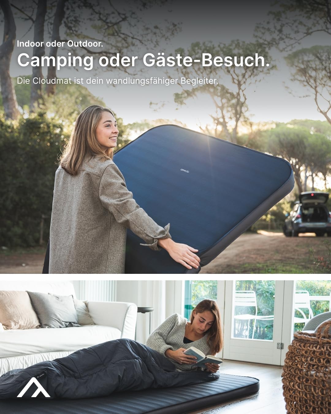 qeedo Cloudmat - Selbstaufblasende Premium Luftmatratze - weiche, Bequeme Isomatte mit Soft Touch Ob