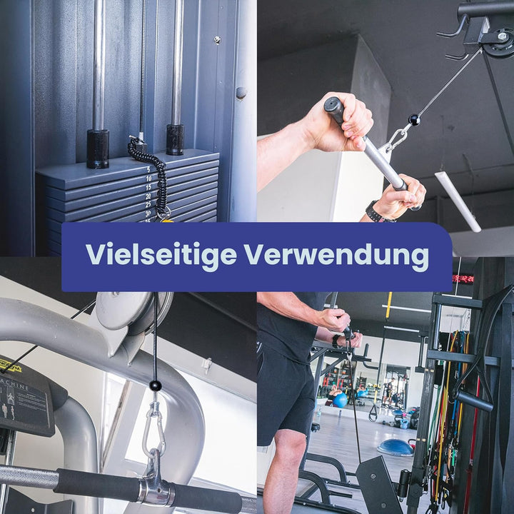 DQ-PP Stahlseil ummantelt mit Ösen für Fitnessgeräte |7x19 | Drahtseil | Gym Kabel | Schwarz | Fitne