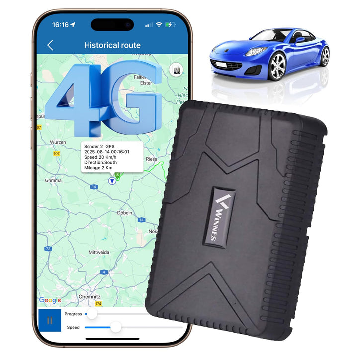 Winnes GPS Tracker 4G GPS Tracker Auto Bereitschaft 90 Tage mit Kostenlosen Apps GPS Tracker Für Pkw