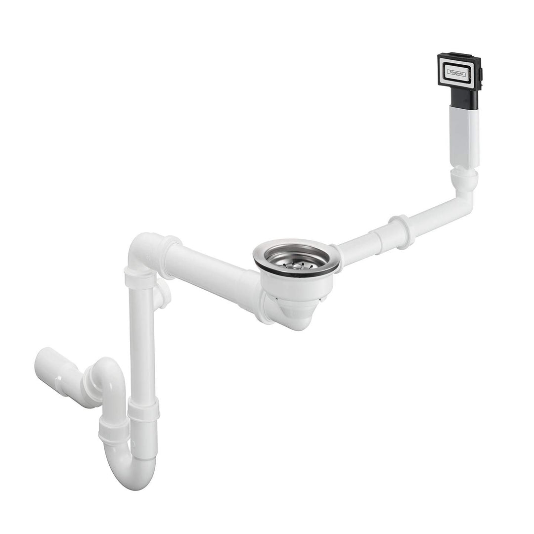 hansgrohe Manuelle Ab- und Überlaufgarnitur für Einzelbecken, granit chrom, D16-10, 470.0 x 250.0 x