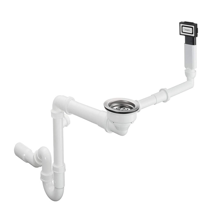 hansgrohe Manuelle Ab- und Überlaufgarnitur für Einzelbecken, granit chrom, D16-10, 470.0 x 250.0 x